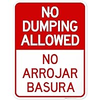 Vista 11 de Letrero bilingüe de "No Dumping Allowed No Arrojar Basura, 10 x 14 pulgadas, libre de óxido, aluminio 040, resistente a la decoloración, fabricado
