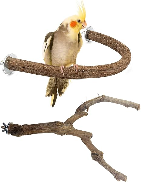 Allazone Posatoi in Legno di Uccelli, U Forma Posatoi per Uccelli, Trespolo per Uccelli e Pappagalli, Ramo D'uva Naturale Giocattolo Posatoi per Uccelli Legno Naturale per Cacatua, Cocorite - 1