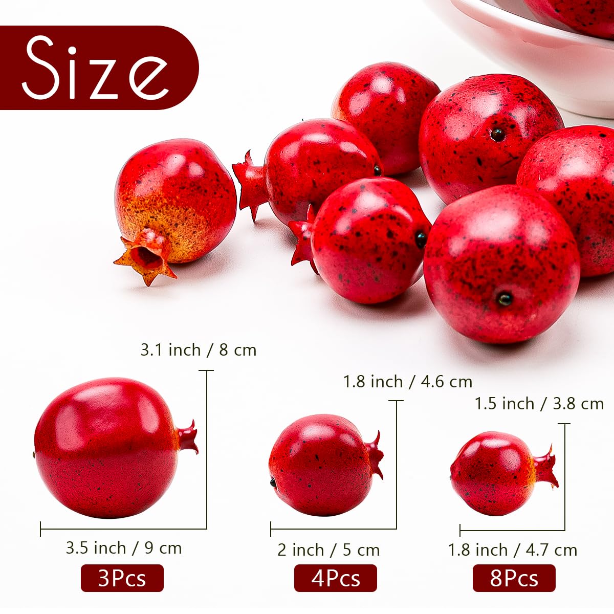 Meiwlong15Pcs Artificial Pomegranates Fake Fruits Foam Plastic Pomegranates Decorations Faux Simulation Pomegranates Decor Home House Kitchen Party Wedding Decoration - Image 2