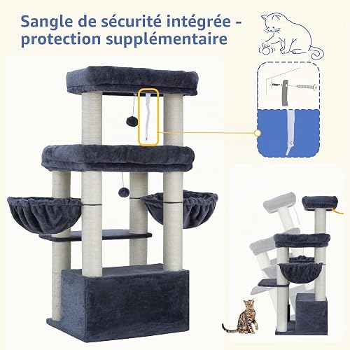 Hey-brother Cat Scratching Post for Large Cats with 8 cm Thick Sisal Posts MPJ02G - 9