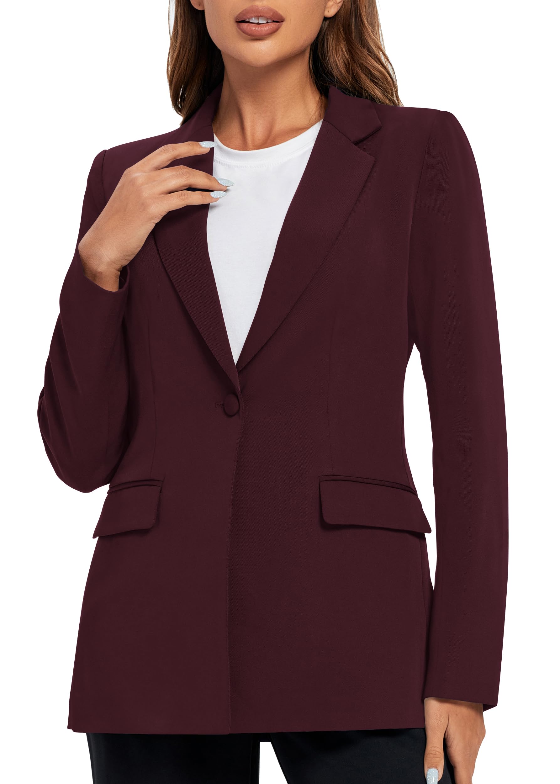 Urban CoCoWomen's Casual Blazers Open Front Lapel Button Long Sleeve Office Work Suit Jacket