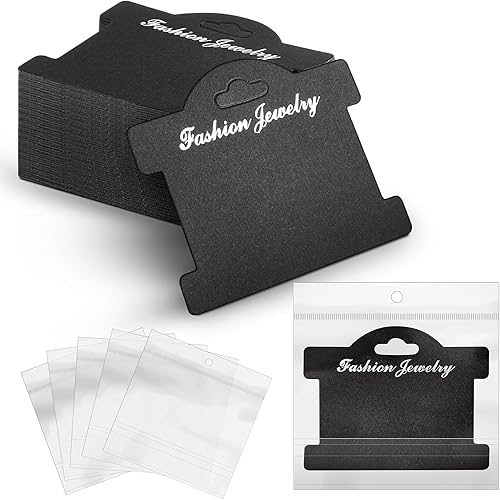 Miniatura 7 de Fulmoon 100 tarjetas de exhibición de pulseras de 3.94 x 2.83 pulgadas, tarjetas colgantes para pulseras, tarjetas de collar para aretes, mostrar