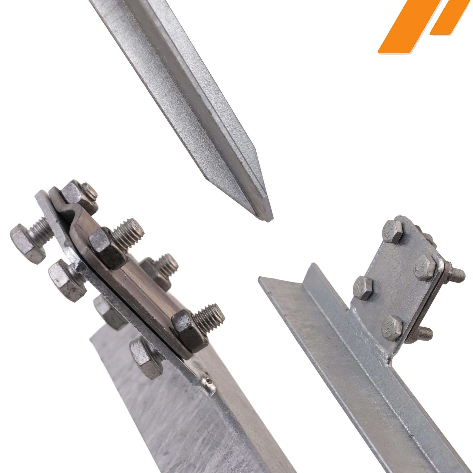 HausHeld® krążownik ocynkowany, 1 m, z przyłączem do drutu okrągłego Ø 8–10 mm i taśmy uziemiającej 30 mm – pręt krzyżowy do uziemienia, ochrony odgromowej i wyrównania potencjałów – stabilna obejma