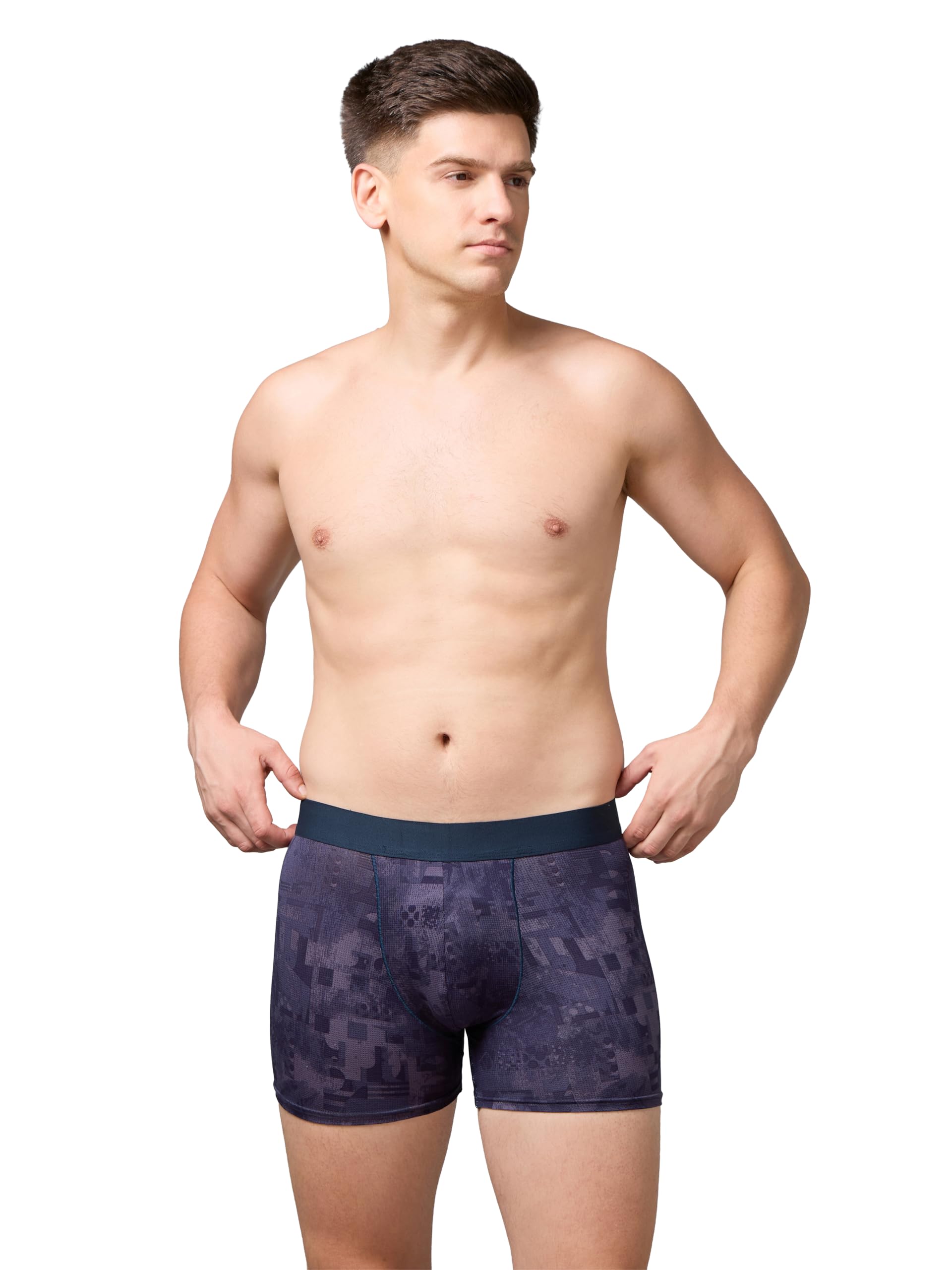 TECHNOSPORT Men's Printed Trunk ElastoLITE 4-Way Stretch Polyester Underwear for Gym Sports Active Wear Mid Rise Slim Fit Anti Odour-picture-8