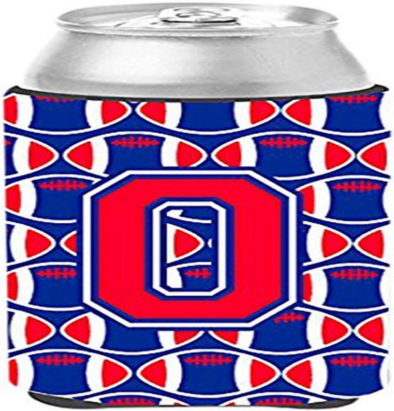 Caroline's TreasuresCJ1076-OCC Letter O Football Harvard Crimson and Yale Blue Can or Bottle Hugger, Can Hugger, Multicolor