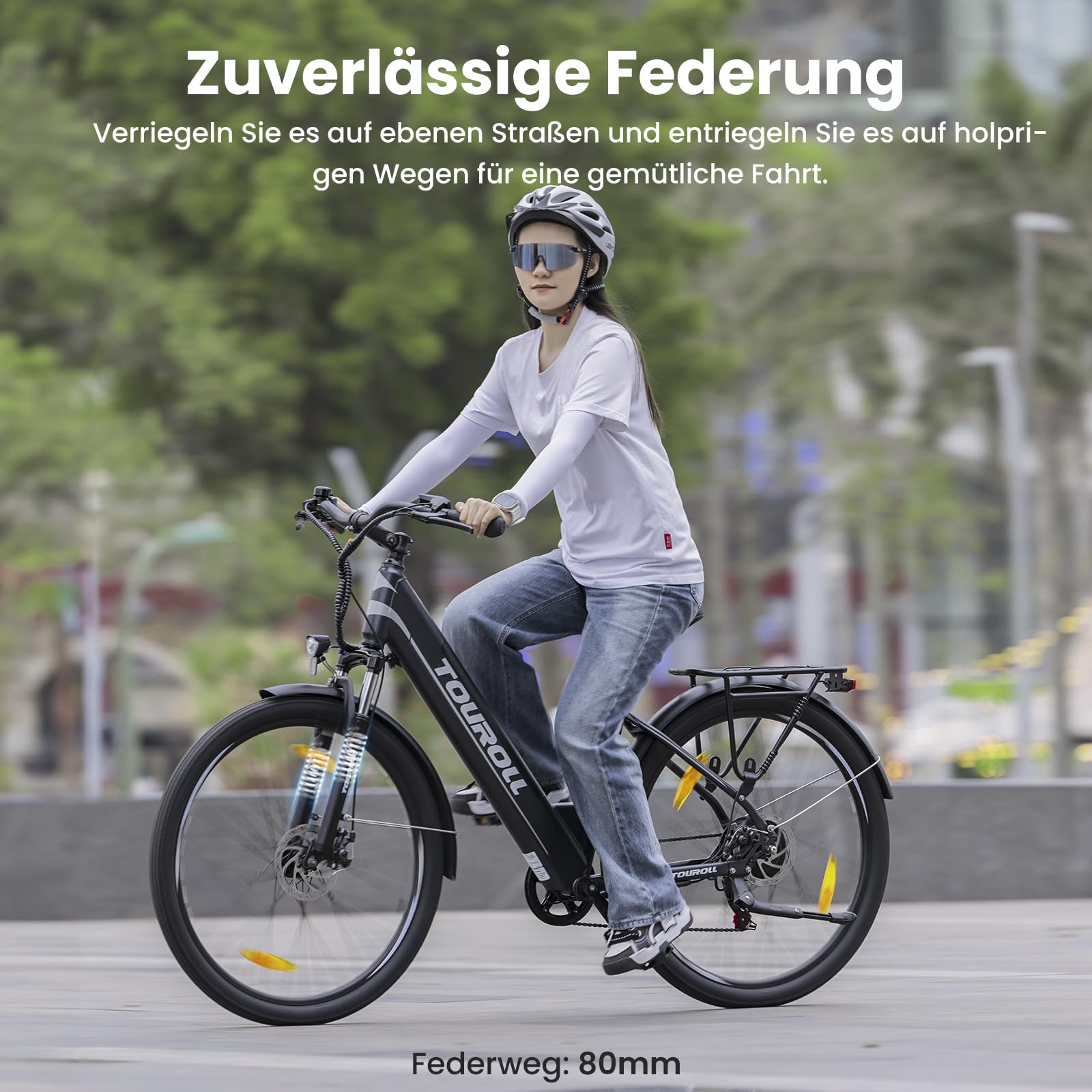 Touroll J1 ST 27,5" E Bike, Elektrofahrrad Trekkingrad E-Bike Herren Damen mit 36V 561.6Wh Akku,100km Reichweite, 250W Motor, E-Fahrrad mit 7-Gang-Getriebe, Pedelec Citybike EBike für Erwachsene