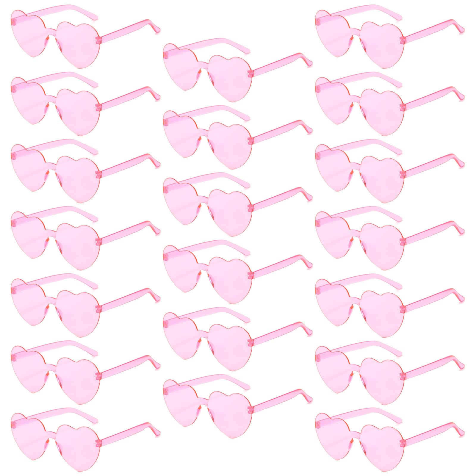 QYVEWY 20 Pack Heart Sunglasses for Women Candy Transparent Rimless Bulk Heart Shaped Glasses for Bachelorette Party Favors