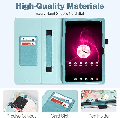 Miniatura 6 de ACdream Funda para T-Mobile Revvl Tab 5G 2023, funda protectora delgada de cuero con función de encendido automático, correa de mano y ranuras para