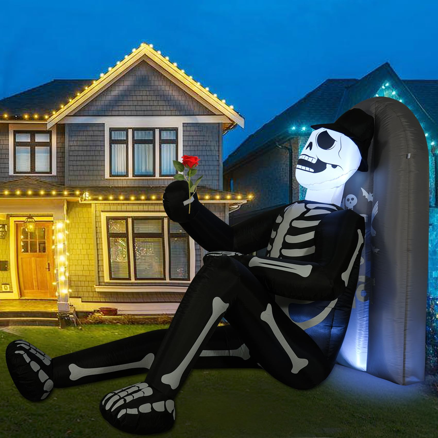 Amazon.com: 6 Ft Halloween Inflatable Skeleton Couple Embrace Kiss ...