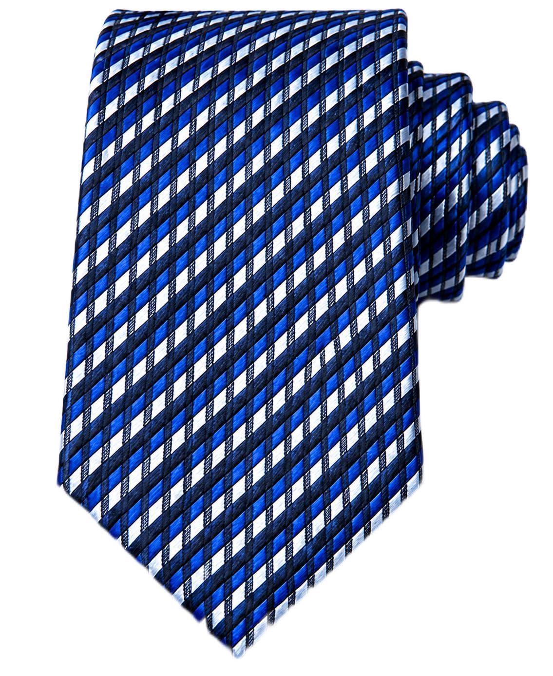 Men's Blue & White Striped Tie and Pocket Square Set-picture-30