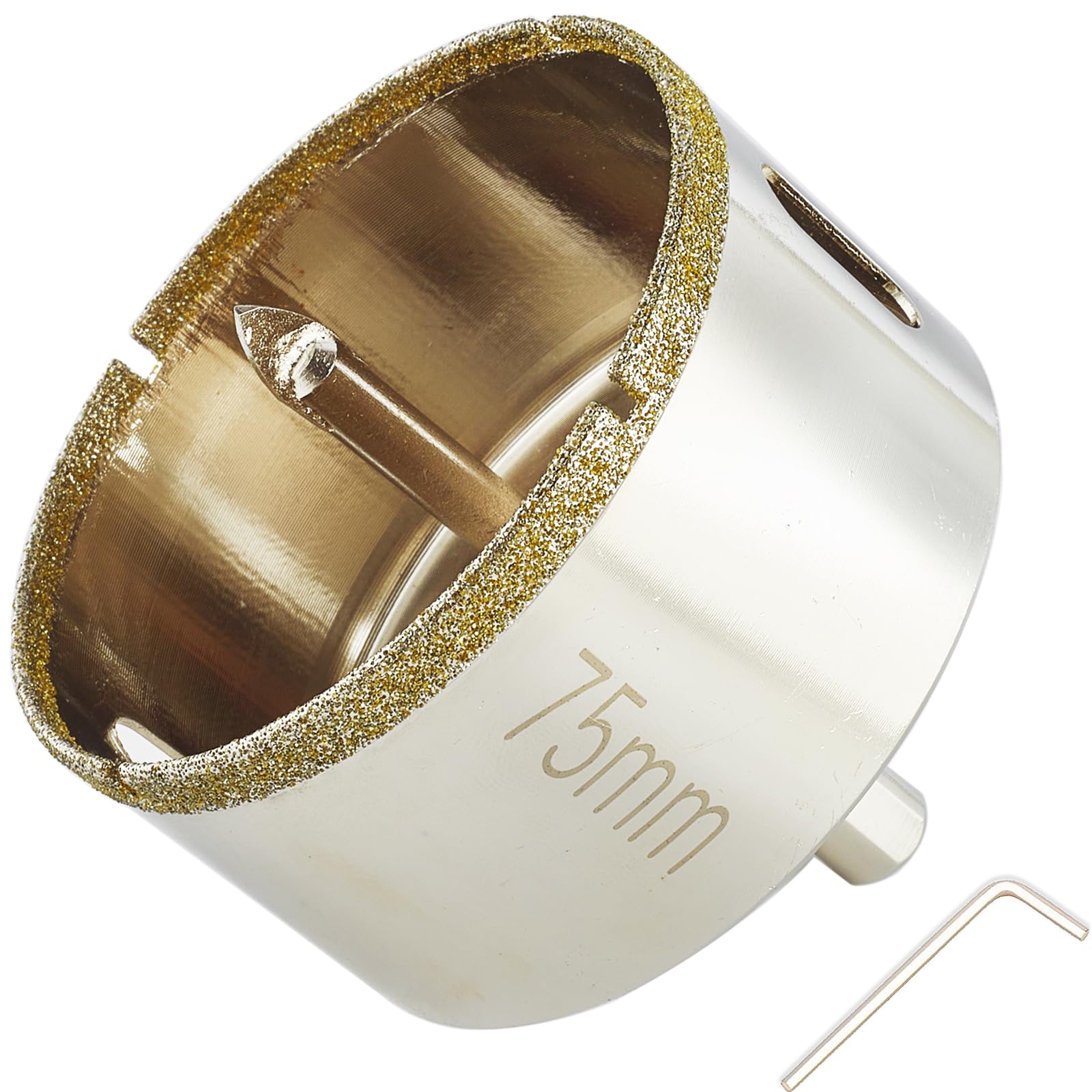 3 Inch (75mm) Diamond Hole Saw with Pilot Bit, 3" Tip Coated Tile Hole Saw with Guiding Drill Bit in The Center for Glass, Porcelain Tile,Ceramics, Marble and Granite