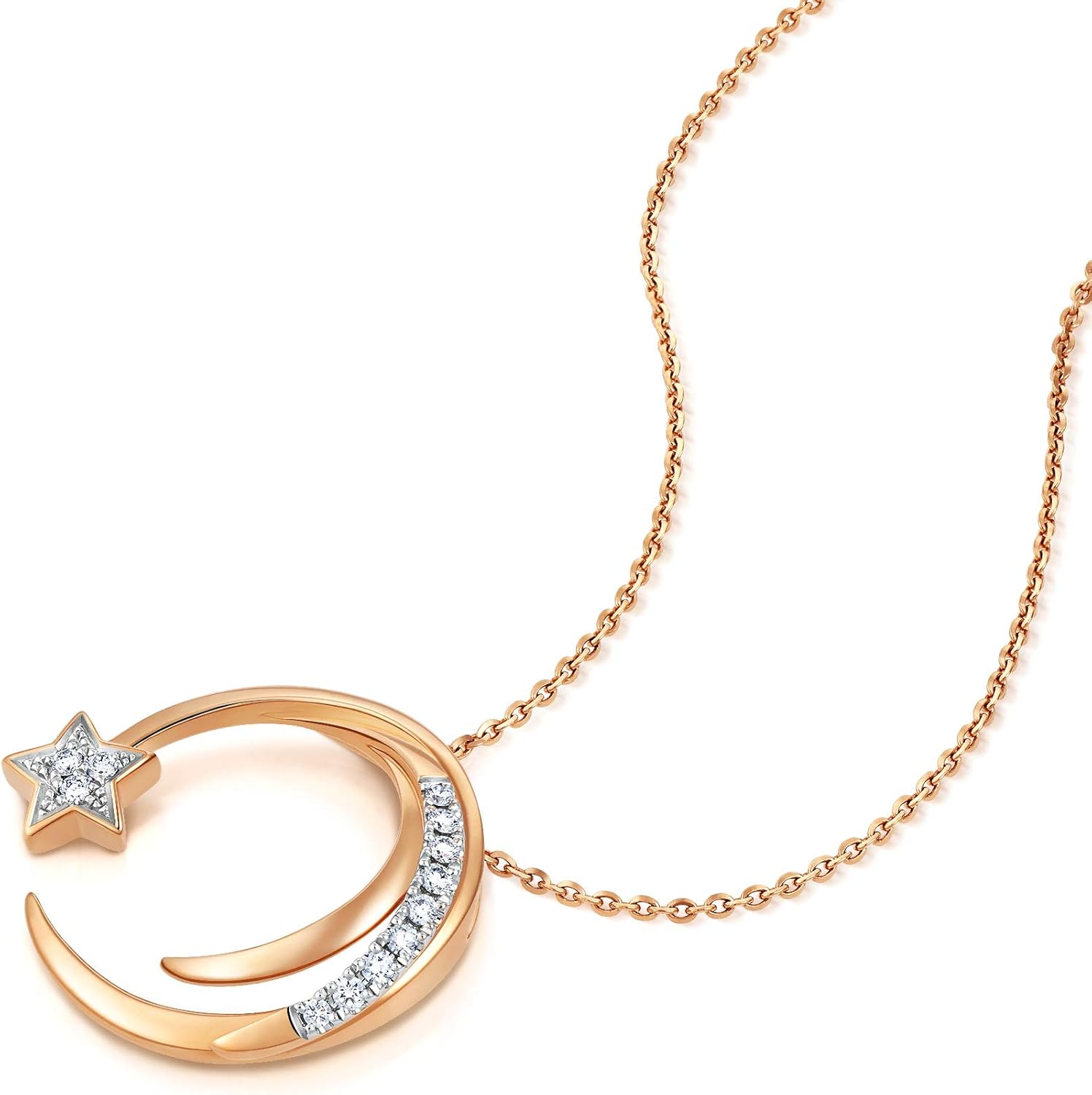 CHOW SANG SANG 18K Rose Gold Love Decode 0.05 Carat (G-H Color, SI Clarity) Diamond Necklace for Women 90859N | 18.5", (47 CM)