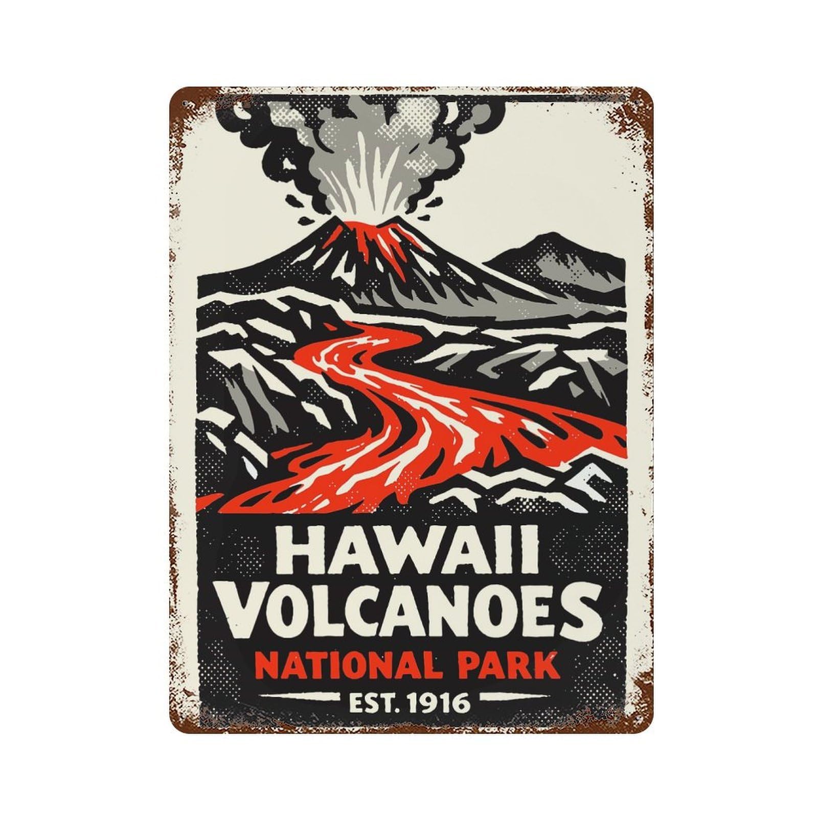 Retro Metal Sign Hawaii Volcanoes National Park Poster 15.7"x11.8", Decorative Metal Wall Art for Pub, Kitchen And Man Cave Decor