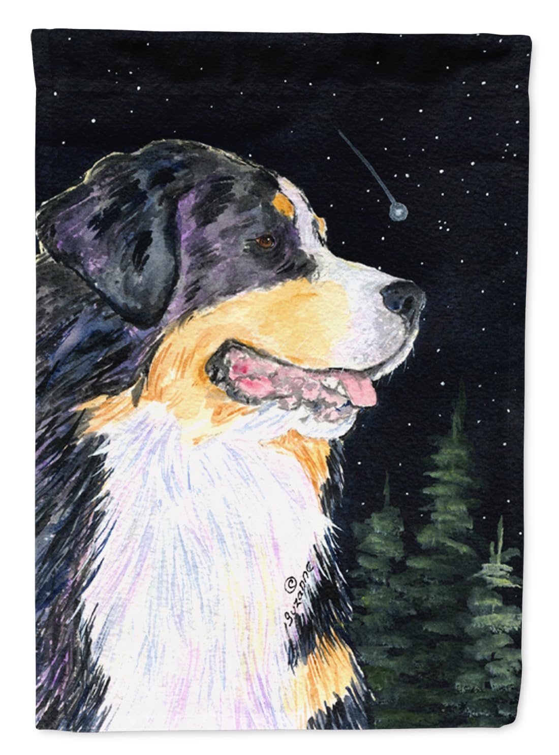 Drapeau de jardin Bouvier Bernois Starry Night cadeau idéal pour amoureux de chiens