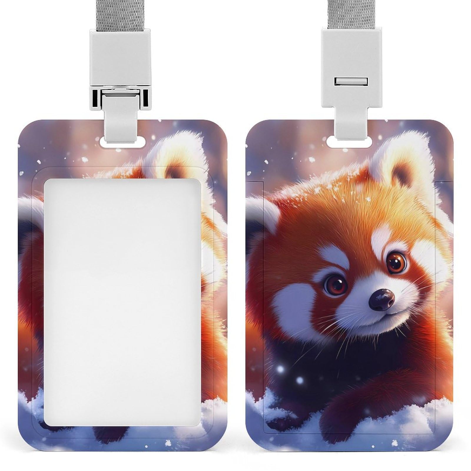 Red Panda ID Badge Holder with Lanyard Vertical ID Card Holder for Travel Office Work
