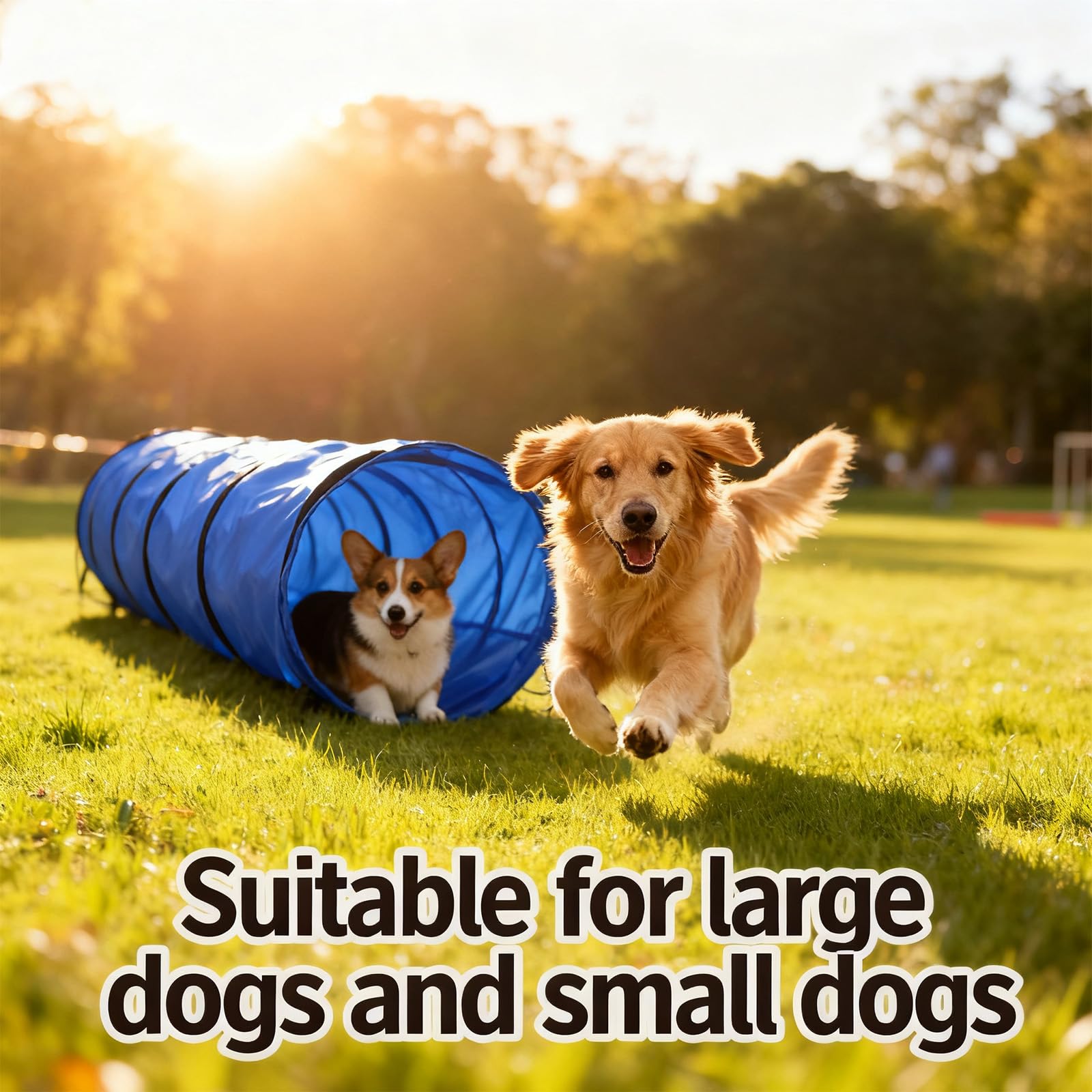 Dog Agility Tunnel with Carry Bag and Ground Spikes, Foldable 10-Foot Tunnel for Dog Training, Dog Agility Equipment for Outdoor, Backyard, Indoor Use, KINETOVOLTA - image 2