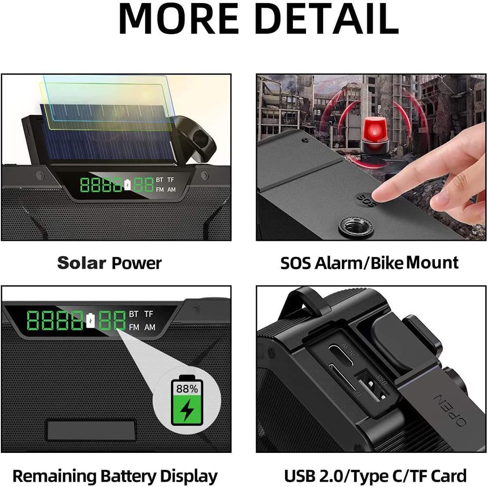 nd Up Solar R, korba ręczna i zasilany energią słoneczną DAB R th USB Ph Charr, solarna korba ręczna R th 5000 mAh zasilanie bateryjne, szmaragdowe zastosowanie do kamer, wędrówek