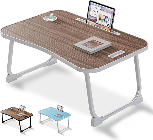 Laptop Bed Desk, Lap Desk Breakfast Tray Table for Home and Office,Eating, Reading, Writing on Bed, Sofa,Laptop Stand for Bed (Brown)