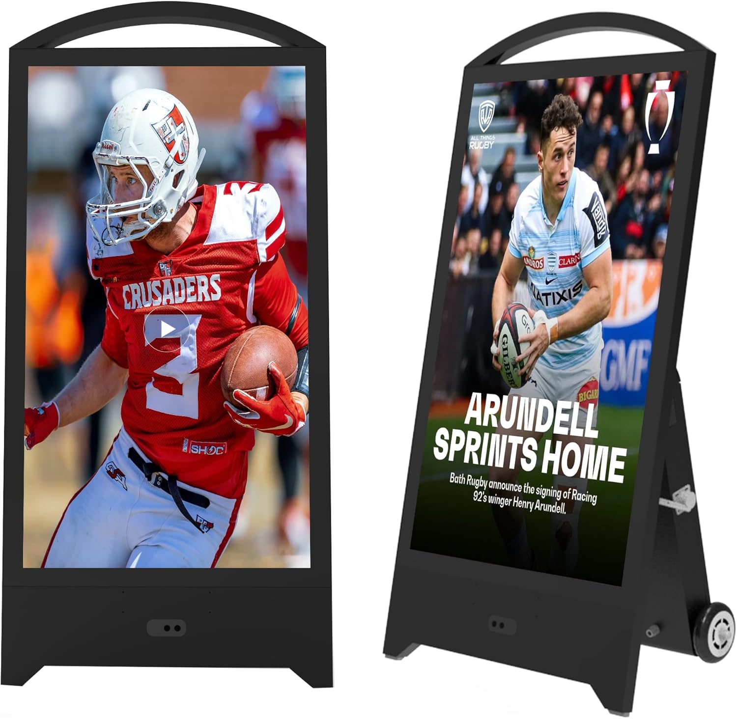 43" Outdoor Portable Digital Signage Display, 2000nits Clearly Seen Under The Sun, Tempered Glass For Security, IP65 Waterproof, 1200WH Rechargeable Battery For10-15 Hours, CMS/U-Disk, Android 11