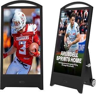 43" Outdoor Portable Digital Signage Display, 2000nits Clearly Seen Under The Sun, Tempered Glass For Security, IP65 Waterproof, 1200WH Rechargeable Battery For10-15 Hours, CMS/U-Disk, Android 11