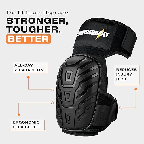 Miniatura 40 de Rodilleras Thunderbolt de trabajo, para construcción, colocación de pisos, limpieza de jardines, doble cojín de espuma de gel y correas Naranja