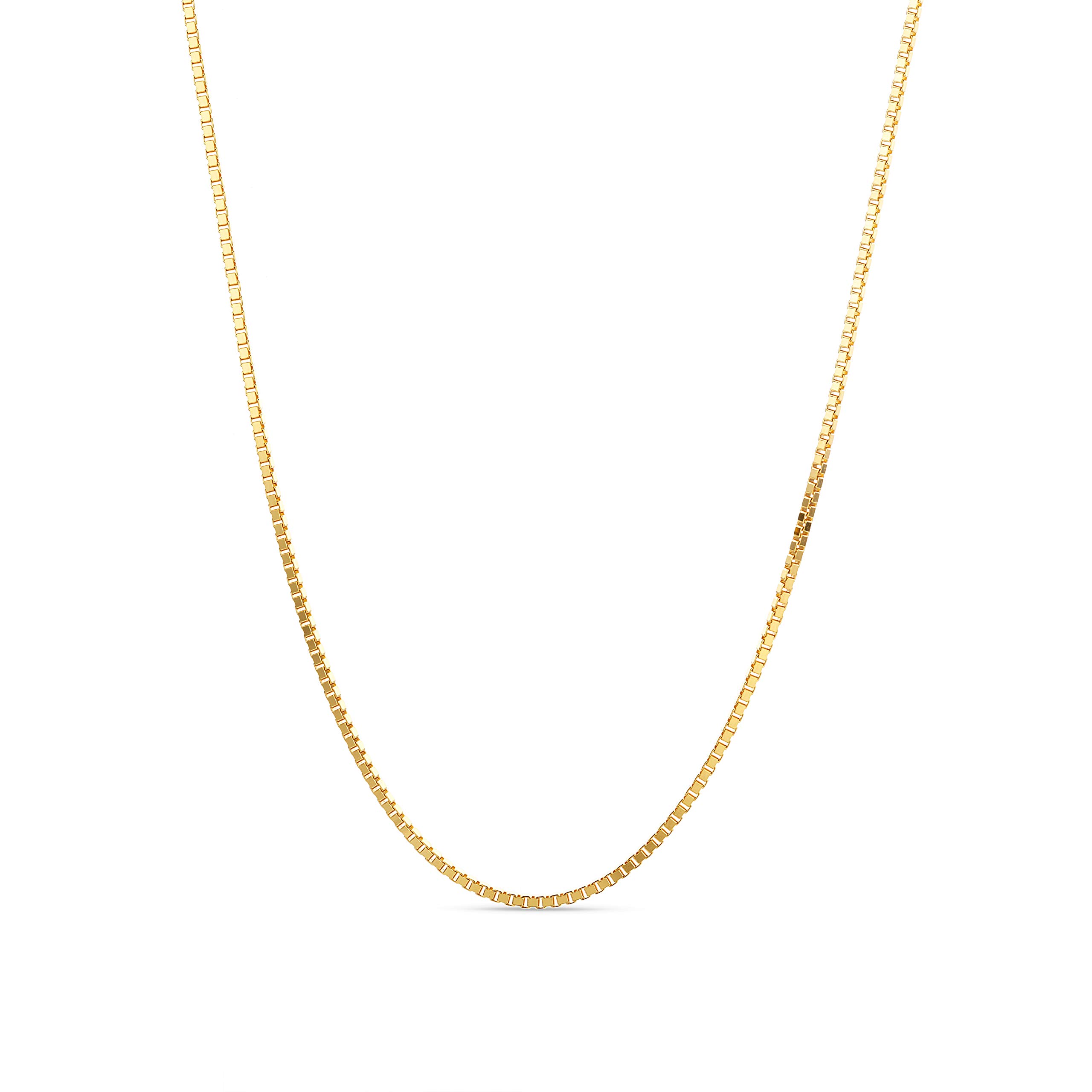 MIORE9ct Yellow Gold Box Chain, Venetian Chain, 45 cm, spring ring closure, Skin Friendly, Handmade, jewellery box included