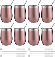 Vista 15 de Vaso térmico para vino de 12 oz con tapa y pajita, vasos térmicos para vino de acero inoxidable sin tallo de doble pared al vacío, vasos a granel