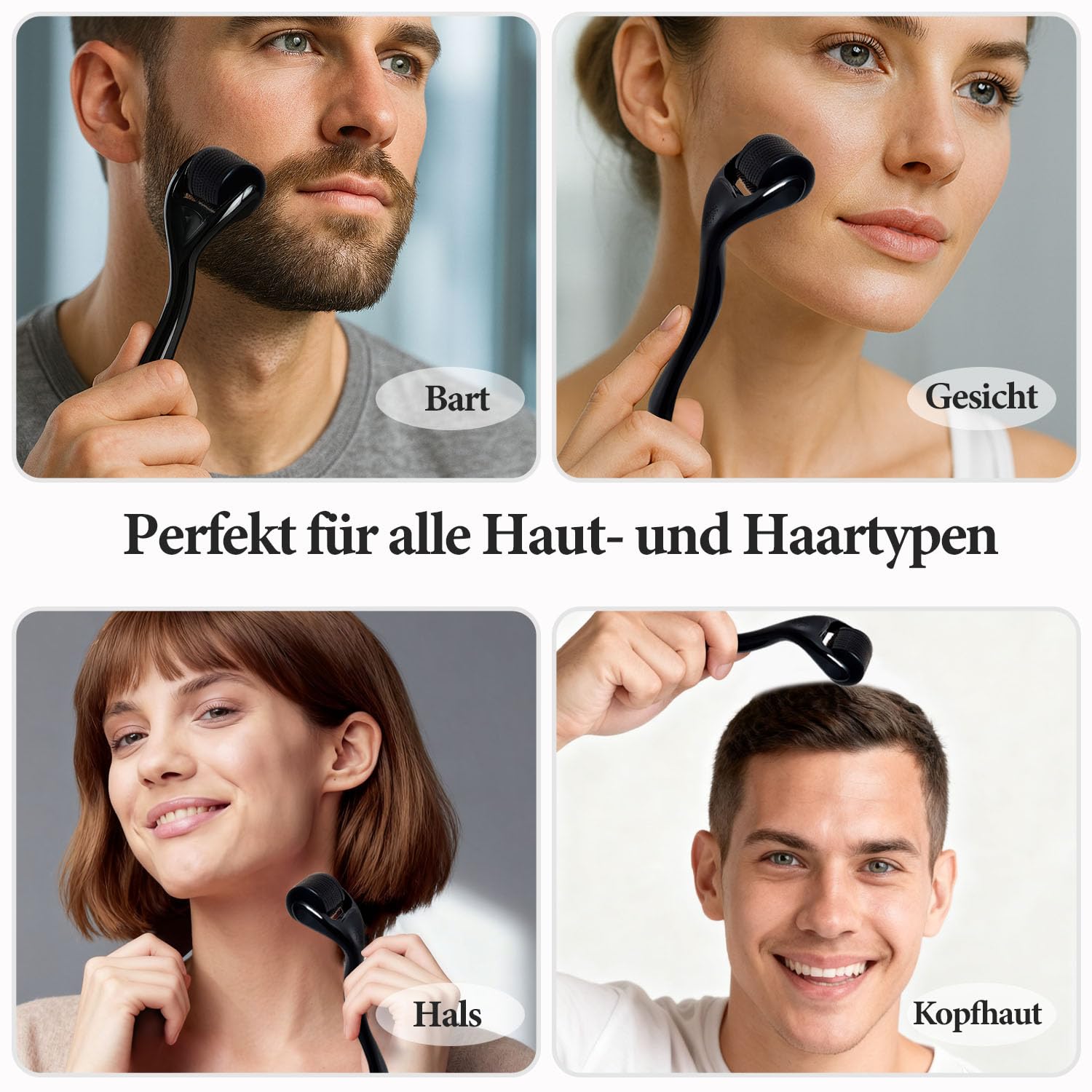 Rullo da bar 1,5 mm - 540 Titan Derma roller per la crescita della barba e dei capelli, Micronago per viso, cuoio capelluto e corpo, aghi in titanio per uomini e donne, con effetto anti invecchiamento
