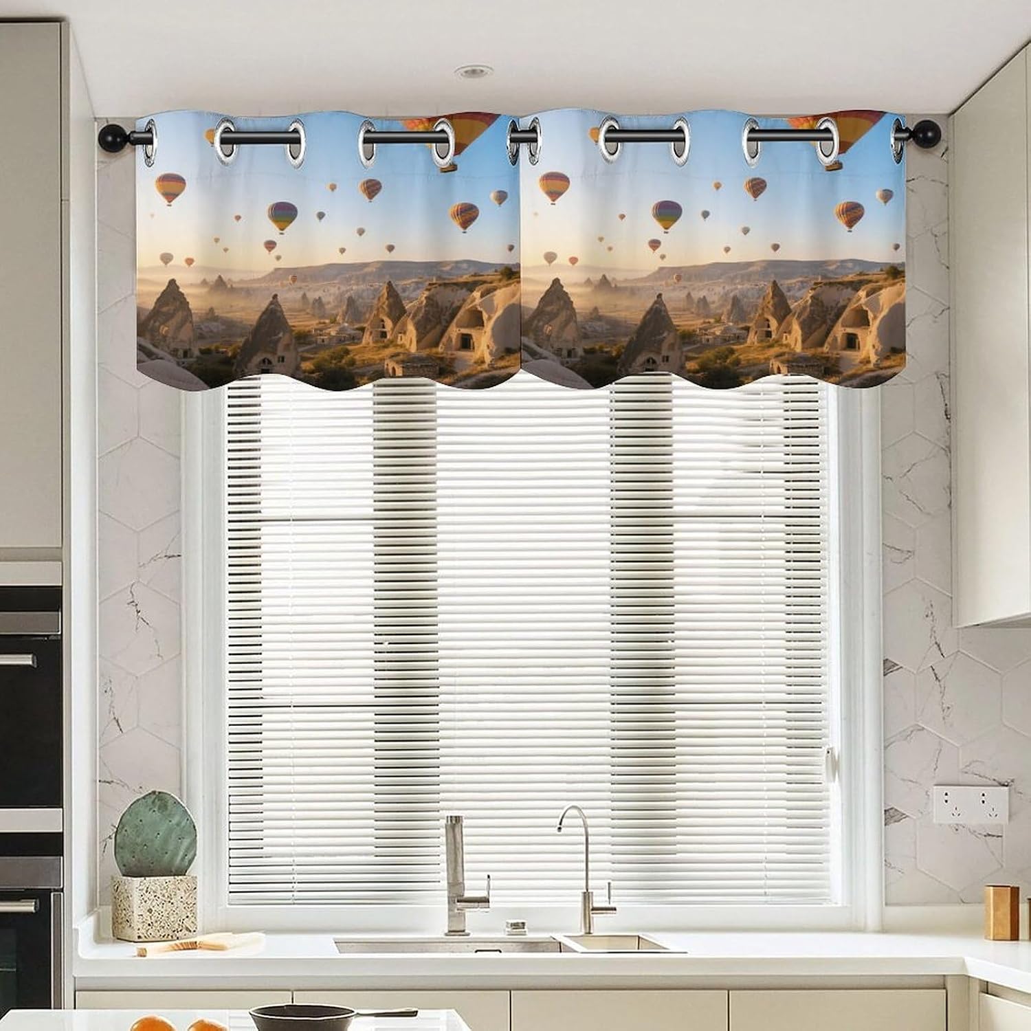 Cave Church Curtain 2 Panels, Polyester Fiber, Blackout Insulated Window Curtain, Curtain Valance for Kitchen Dining Room Living Room Cafe Small Window 52 * 18.1 Inches