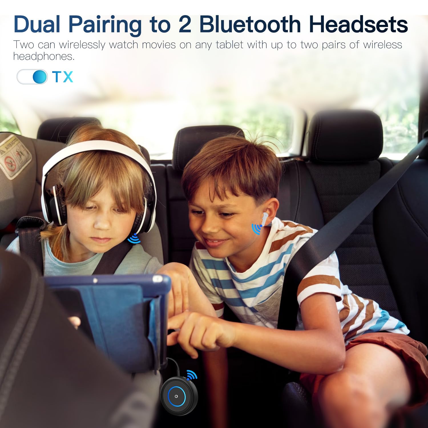 BANIGIPA Ricevitore trasmettitore Bluetooth 5.3, ricevitore trasmettitore wireless 2 in 1 per TV/aereo/stereo domestico/altoparlanti/cuffie/auto, adattatore audio con jack AUX/RCA da 3,5 mm, Dual Link