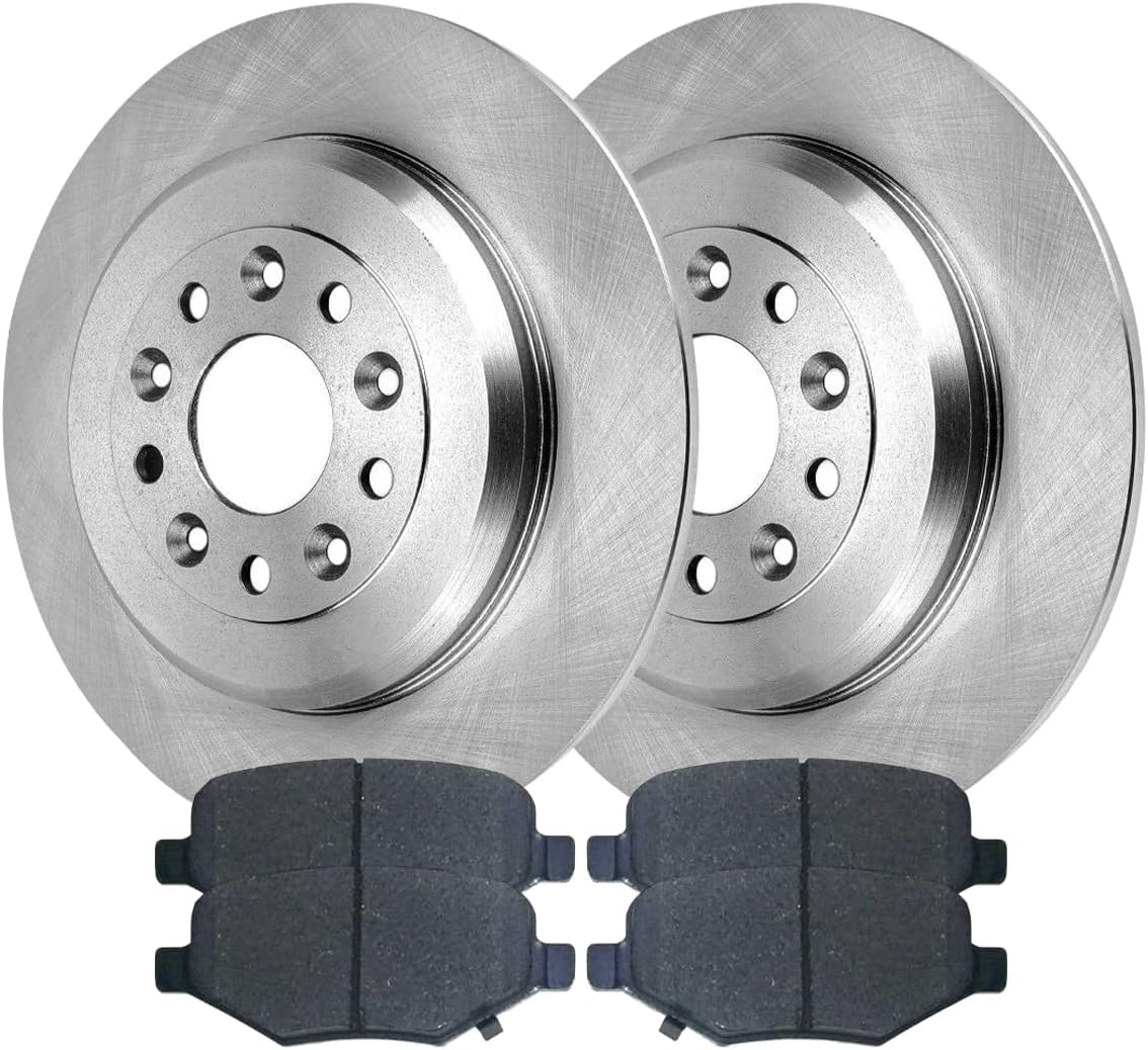 AutoShack Rear Brake Kit Rotors and Ceramic Pads Pair of 2