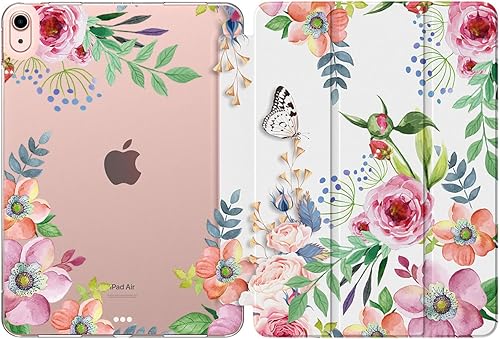 MoKo - Funda para iPad de 10.9, iPad Air de 4 generación 2020, con soporte inteligente de tres pliegues, folio delgado con TPU suave translúcido y