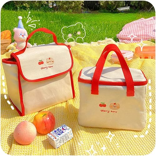Miniatura 3 de RICHTRUE Lonchera Kawaii para niñas, lonchera aislada para mujeres, lonchera aislada para niños (cereza-cubo)