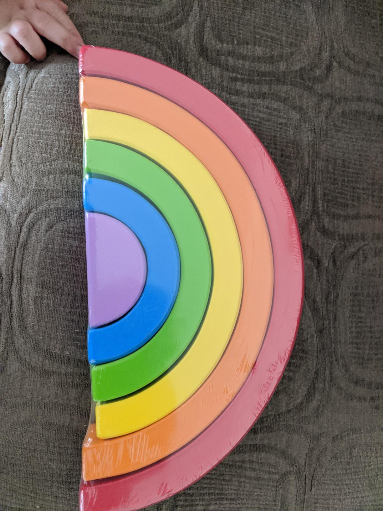 Lewo Wooden Toys Rainbow Stacker Large Nesting Puzzle Blocks Sorting