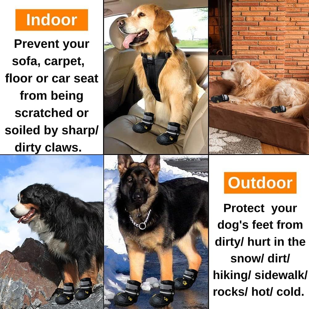 Dog Shoes for Large Dog, Medium Dogs Boots & Paw Protectors for Winter Snowy Day, Summer Hot Pavement, Waterproof in Rainy Weather, Outdoor Walking, Indoor Hardfloors Anti Slip Sole Black Size 7 3 71lCSg1yLvL. AC SL1001