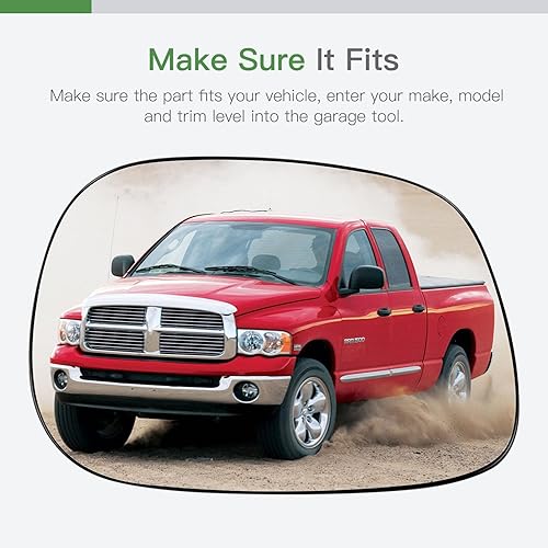 Miniatura 2 de SCITOO Espejo retrovisor lateral de vidrio para pasajero derecho para 2002-2004 para Dodge para Ram sin calefacción, cromado convexo, repuesto