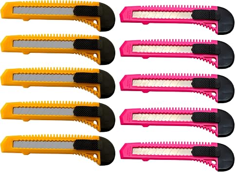 10 قطع صندوق الأمان سكين الأداة المساعدة قابل للسحب التقط من شفرة الشفرة PINK YELLOW