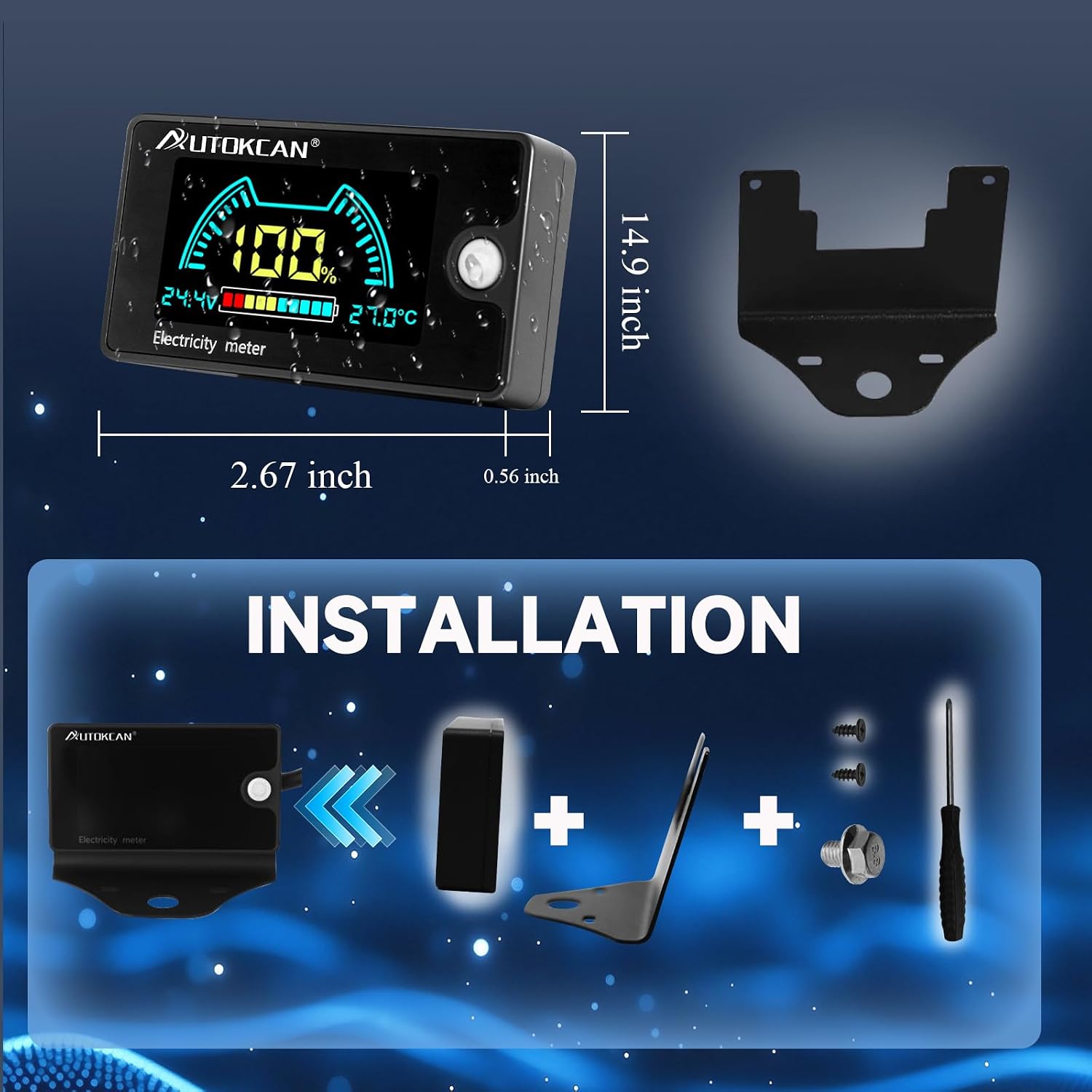 Battery Monitor Golf Cart Battery Meter 12V 24V 48V 60V 72V 84V Digital Multimeter with Colorful LCD Display Golf Cart Voltage Gauge for Motorcycle Car Truck RV(6839D)