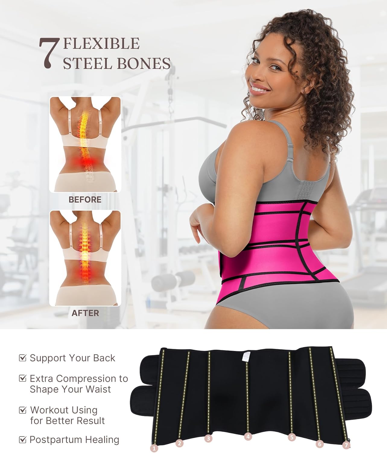 FeelinGirl Waist Trainer for Women Corset Waist Cincher Trimmer Sport Girdle with Steel Bones Body Shaper 4XL - Image 2