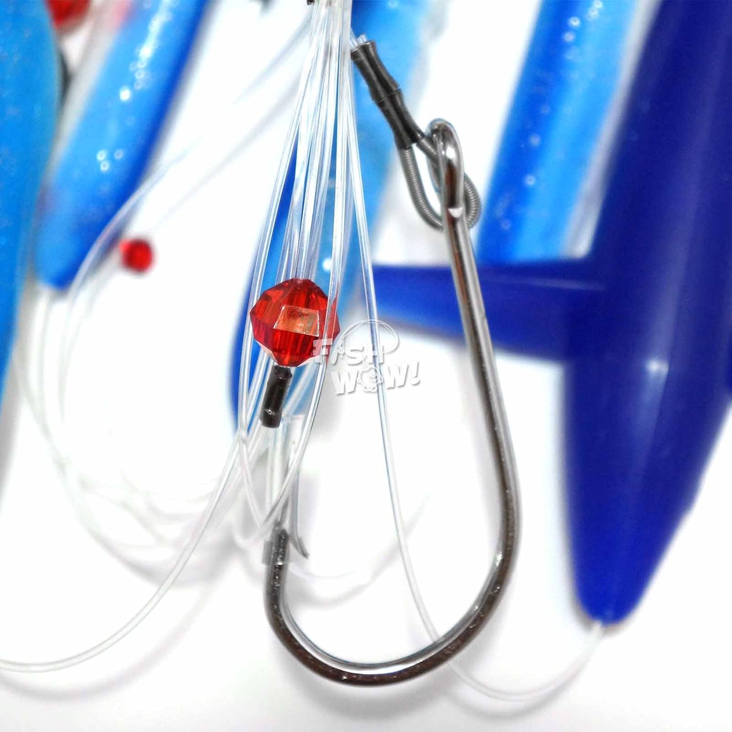 Fishing Daisy Bird Chain Squid Lure Rig Teaser Trolling - Blue White