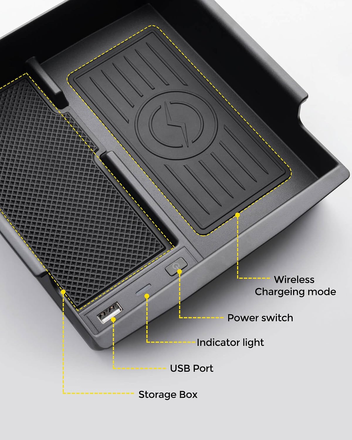 Wireless Phone Charging Pad for Ford Bronco 2021-2024, Center Console Organizer Wireless Charger Custom Fit for Bronco 2024 2023 2022 2021, Car Interior Accessories image 2