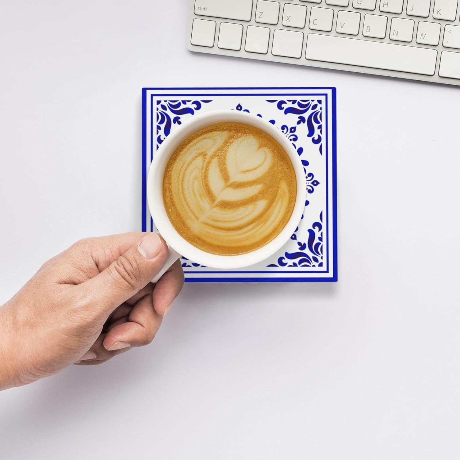 Coasters with Holder,Blue and White Style Ceramic Drink Coaster, Absorbent Coaster Sets of 6 for Tabletop Protection,Suitable for Kinds of Cups, Wooden Table, Unique Housewarming Gifts for Home Decor - Image 7