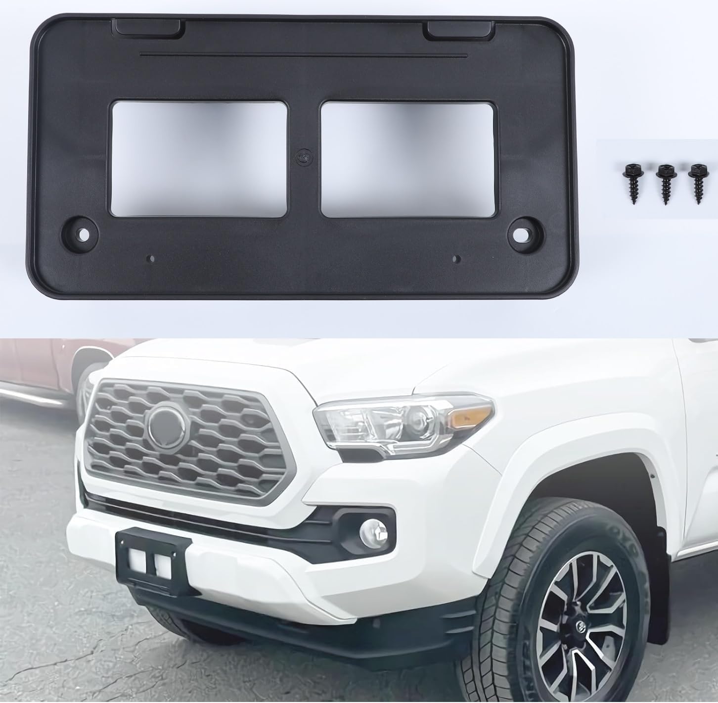 Front Bumper License Plate Mounting Bracket Frame Holde Compatible with Toyota Tacoma 2016-2022, Replacement for TO1068134 | 615343567662, 7510104010 Accessories