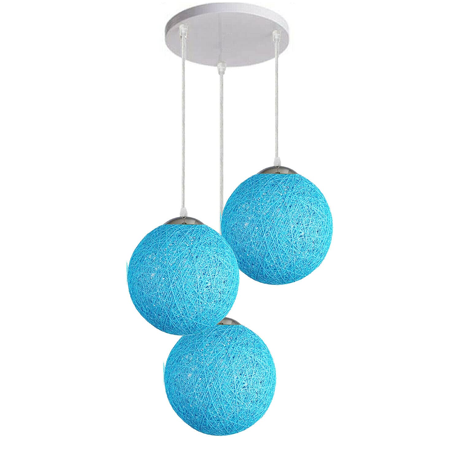 DC VOLTAGE Modern Rattan Ball 3 Head Pendant Light, Retro Wicker Hand Woven 20cm Ceiling Nest Cage Light Shade Indoor Decorative Hanging Restaurant Living Room Bedroom Lamp