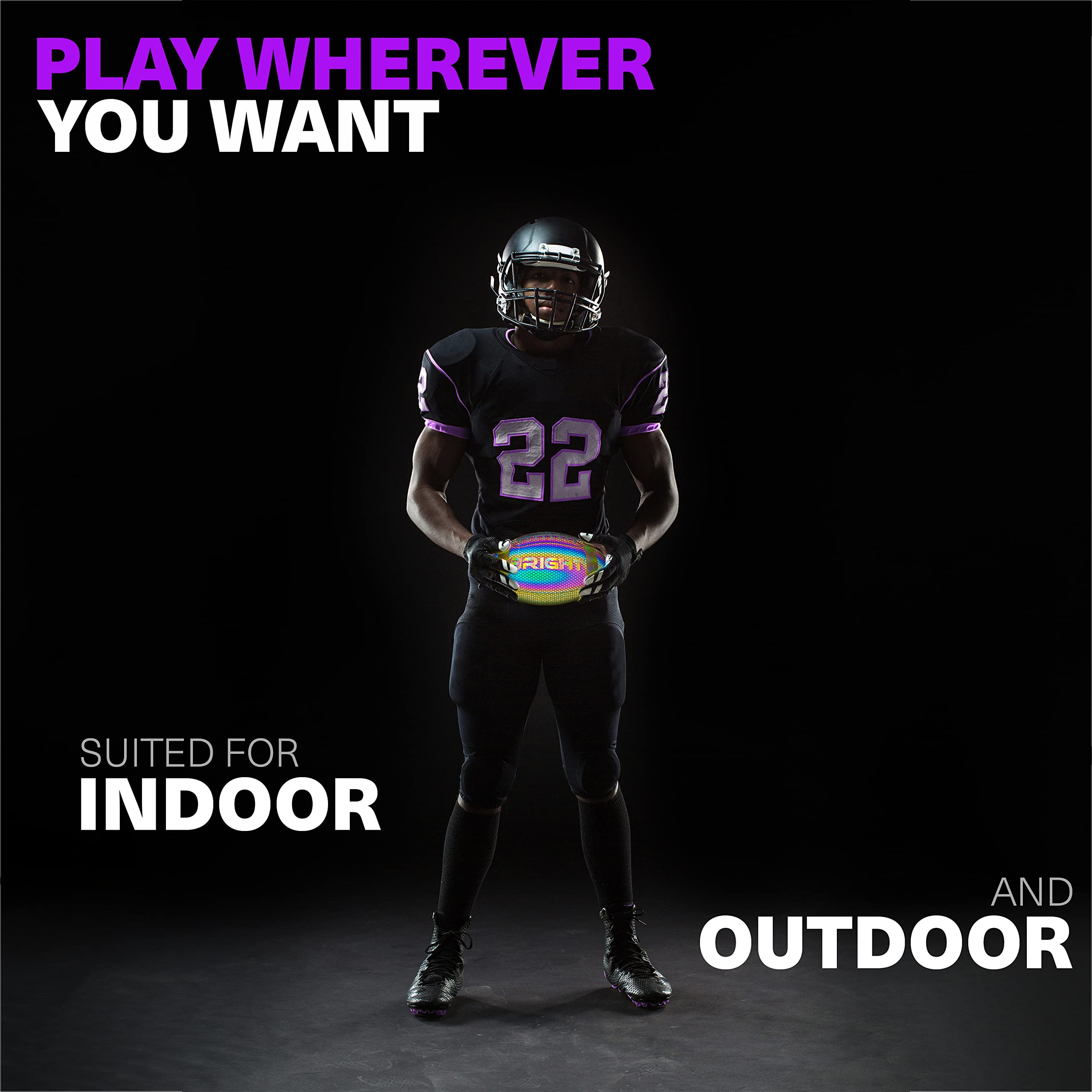 BRIGHT™ Fútbol Americano - Reflectante- Holográfico - Brilla en la Oscuridad - Niños y Adultos - Unisex