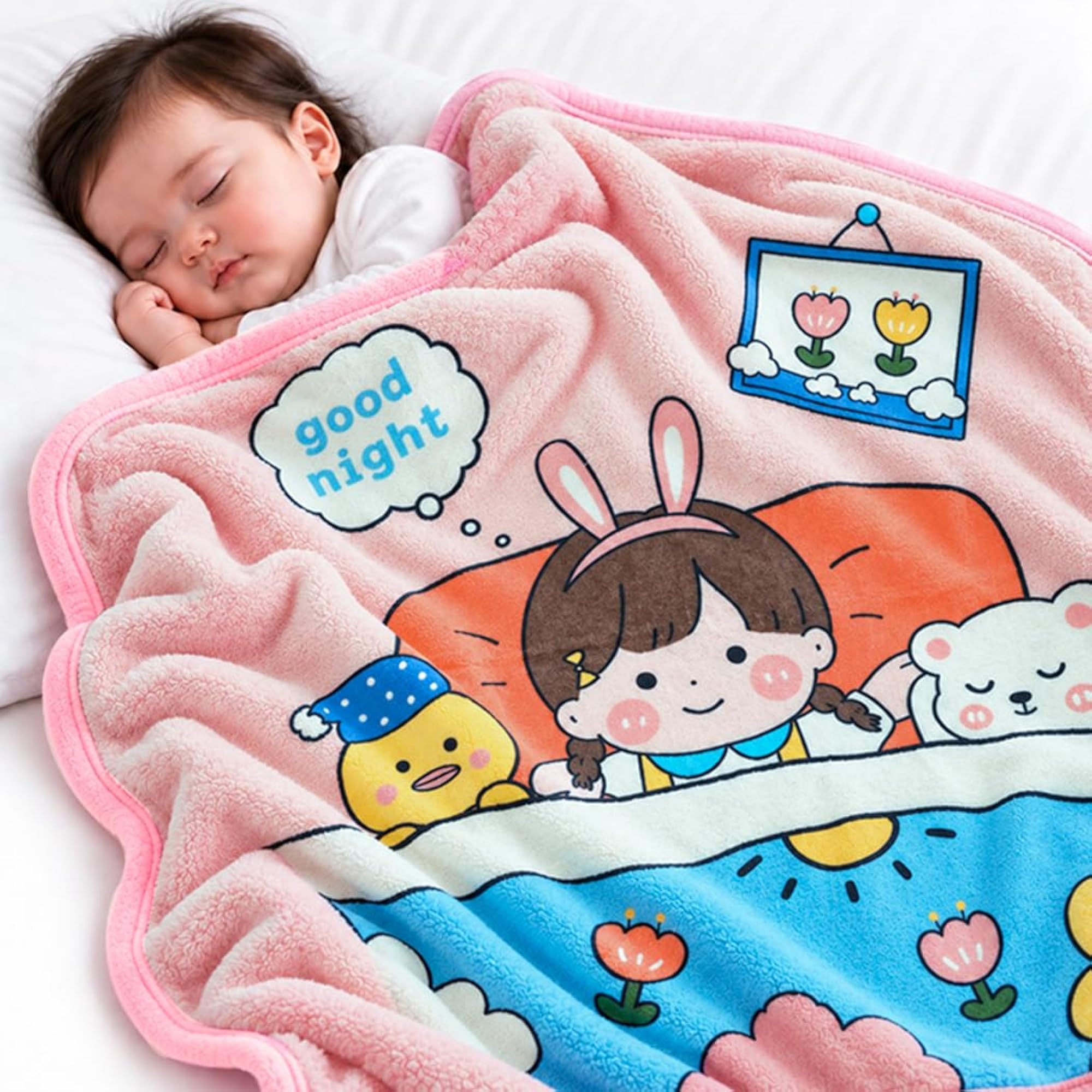 Baby Winter Blanket, Soft Fleece Thick, Reversible