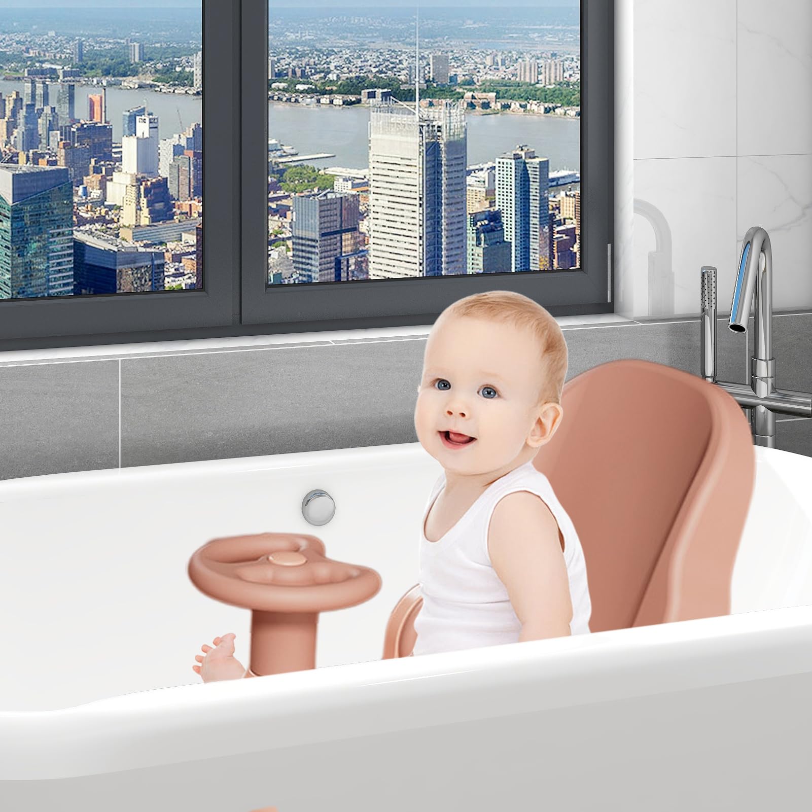 Asiento de baño para bebé a partir de 6 meses, silla de ducha plegable