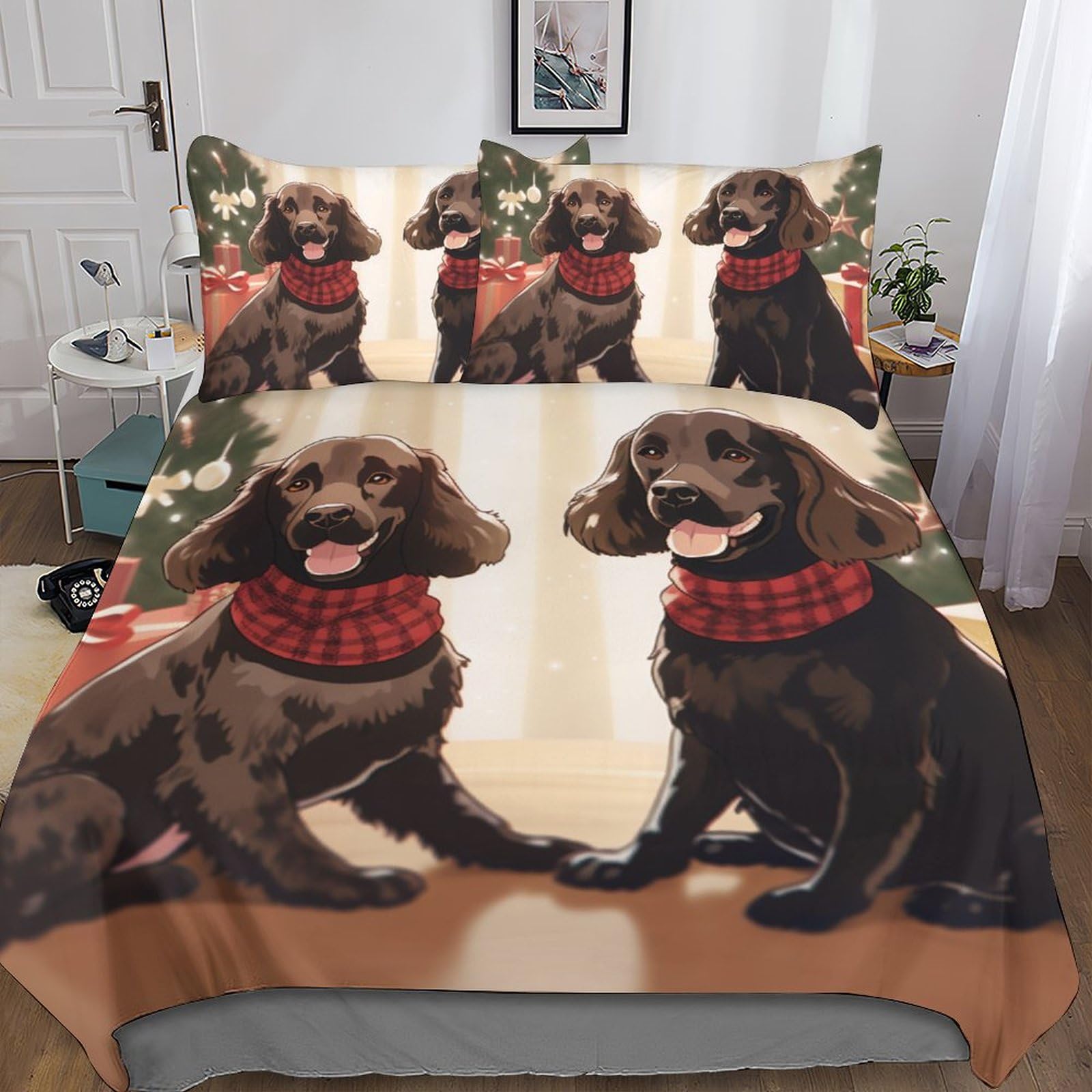 Cadeau de Noël parure de lit imprimée chien mignon pour chambre enfant