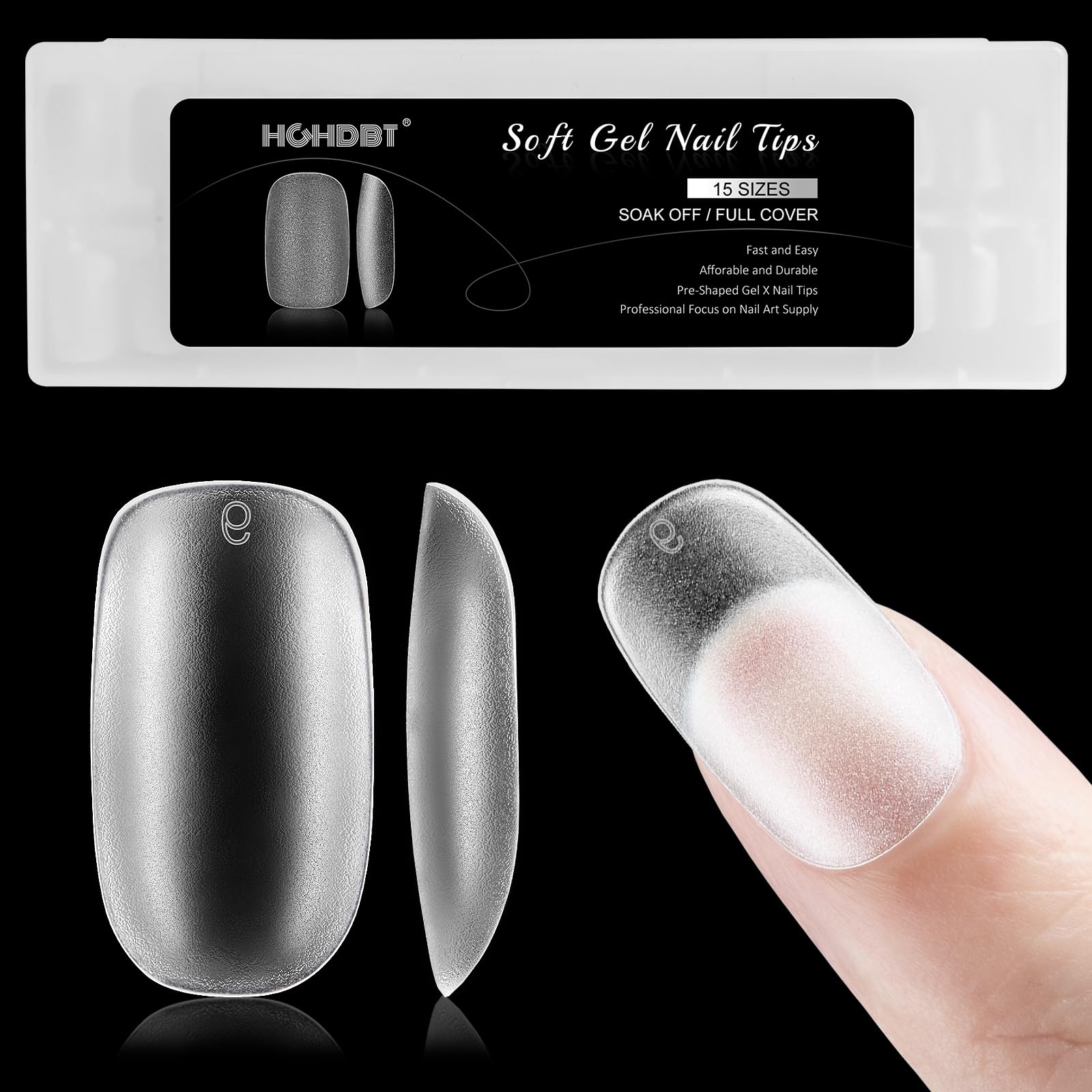 Short Oval Nail Tips - 300pcs Upgraded Matte Soft Gel X Nail Tips Full Cover Round Acrylic Nail Tips Fake Nails Supplies False Nails Extension Tips 15 Sizes