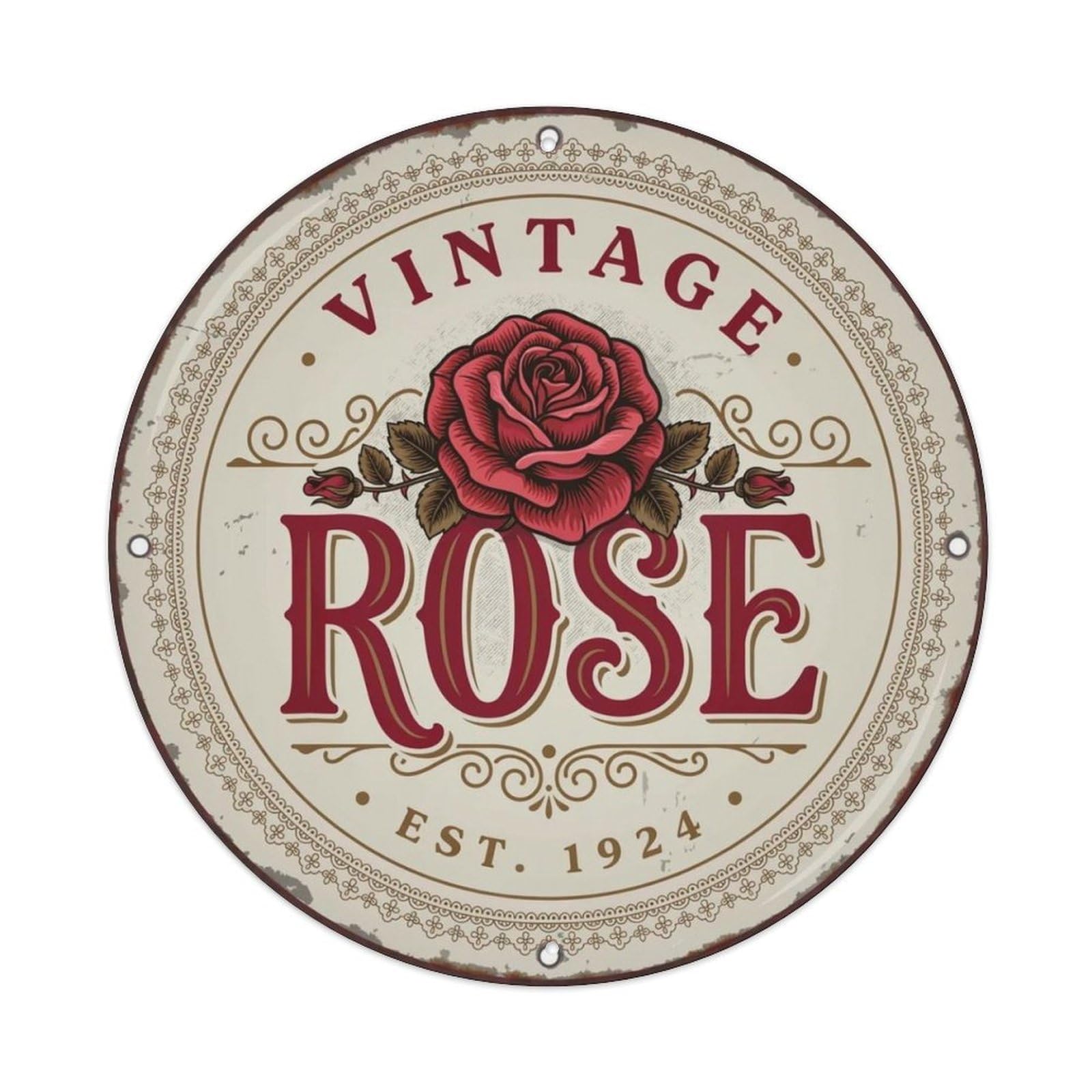 Vintage Rose Victorian Metal Tin Sign Plaque